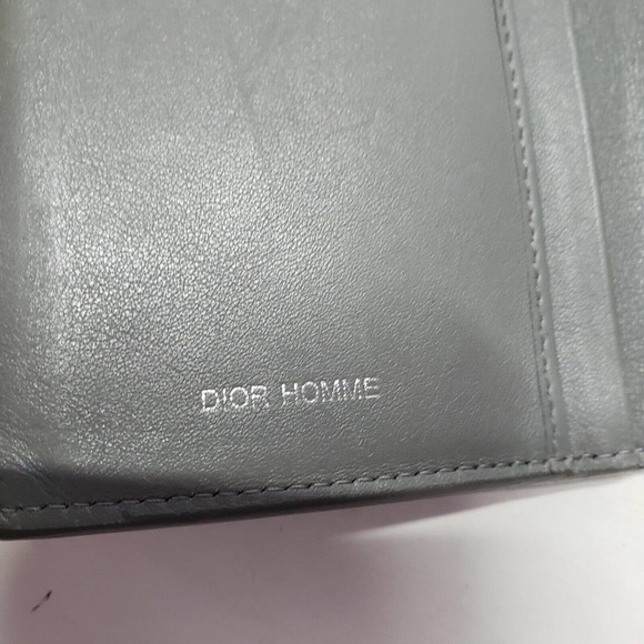 Dior Home Leather Wallet Gray Bifold Long Slim Unisex Checkbook Card Holder Logo - Picture 5 of 12